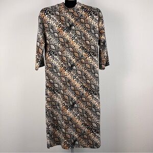 Zara Snake Print Midi Dress Womens S Mock Neck Bodycon Snake Print Reptile Y2K